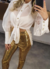 Calça Paetê Dourada Kaoli - comprar online