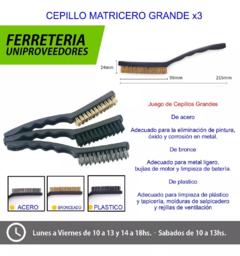 CEPILLO MATRICERO GRANDE CERDA BRONCE ACERO PLASTICO X3PCS en internet