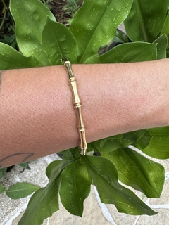 Bracelete Bambu Dourado Aço Inox