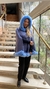 Capa con fox azul jean/ Blue jean fox cape with hood en internet