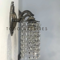 Aplique de pared de 2 luces de bronce en plata vieja con lluvia de caireles en internet