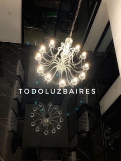 Araña de vidrio de 12 luces DOBLE ALTURA - TodoLuzBaires