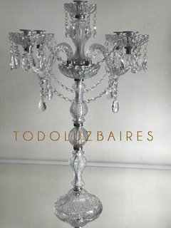 Candelabro de vidrio con 5 porta velas de 78 cm - comprar online