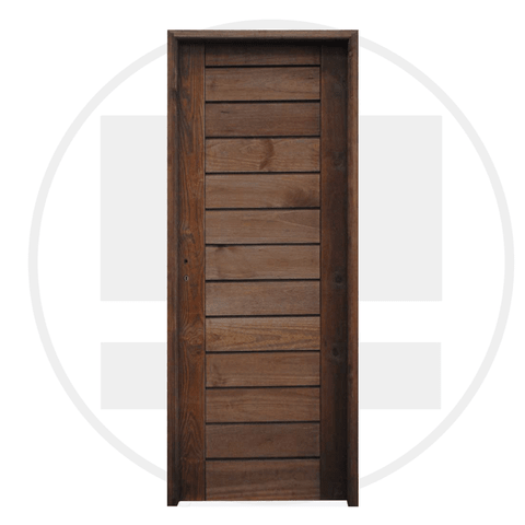 Puerta de madera de pino con reja para barnizar derecha de 95x210 cm