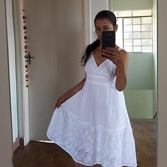 Vestido branco algodão laise lese retrô - Belíssima Moda Criativa Artesanal