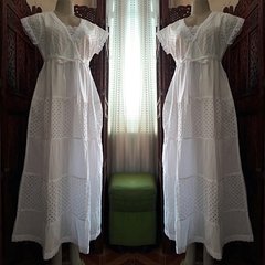 Vestido longo branco bordado geométrico em laise lese festa na internet