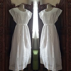 Vestido longo bordado geométrico em laise lese festa - comprar online