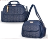 Conjunto de bolsas G e P na cor azul marinho com estampa elegante.