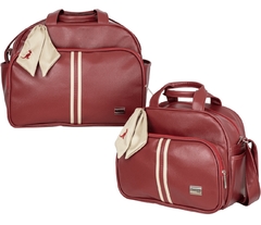 Conjunto de bolsas Dallas, incluindo uma bolsa grande e uma pequena, na cor vermelho com detalhes em creme.