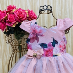 Vestido de festa infantil Fefê salmão - comprar online