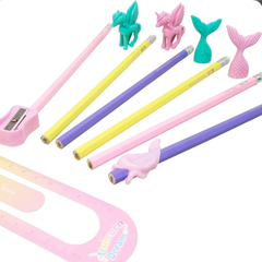 Set escolar Unicornios (goma,sacapuntas,regla y lapices ) - comprar online