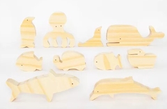 Set de figuras de madera Animales Mar 