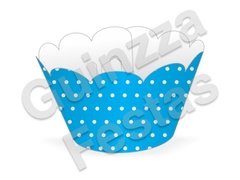 Saia Mini Cupcake Poá Azul Claro e Branco c/12 unids - comprar online