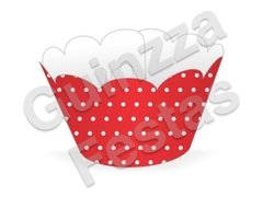 Saia Mini Cupcake Poá Vermelho e Branco c/12 unids - comprar online