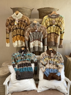 Sweater “Avellana”marrones y celeste. - tienda online