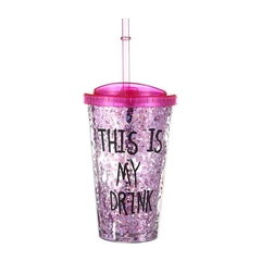 VASO  GLITTER C/ CIERRE Y SORBETE - tienda online