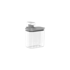 Dispenser transparente com medidor, capacidade de 1,5L, ideal para uso em lavanderias.