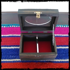 Caja de té de madera y alpaca - 2 divisiones - comprar online