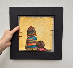 Cuadro en bajorrelieve pintado a mano 30x30 cm - tienda online