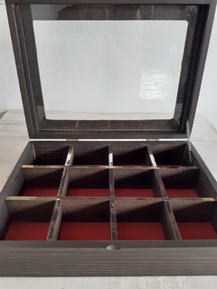 Caja de té de madera y alpaca - 12 divisiones - comprar online