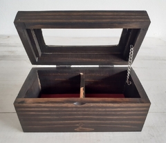 Caja de té de madera y alpaca - 2 divisiones - comprar online