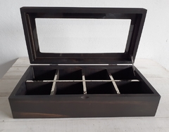 Caja de té de madera y alpaca - 8 divisiones - comprar online