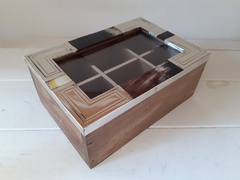 Caja de té de madera, asta y alpaca - 6 divisiones - comprar online