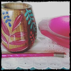 Mate pintado a mano con motivos florales - comprar online