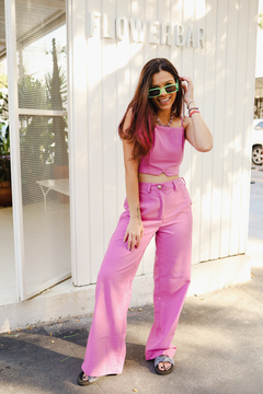 Calça Wide Leg - Rosa