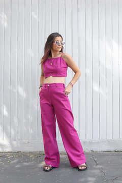 Calça Wide Leg - Fucsia - comprar online