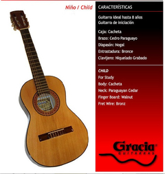 Gracia Modelo Niño Guitarra Criolla Clasica Infantil Natural - comprar online