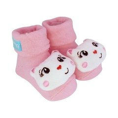 Pantufa Antiderrapante para Bebê com Chocalho Gato Rosa - Clingo - FPKids Produtos Infantis | Produtos Para Bebês, Crianças e Mamães
