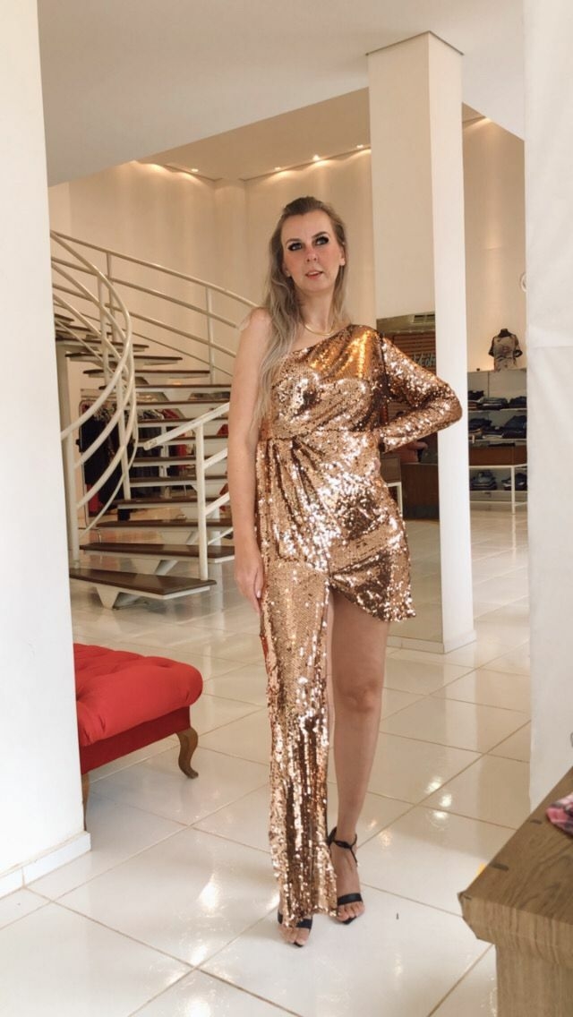 vestido paete bronze cod:41333/1 - comprar online