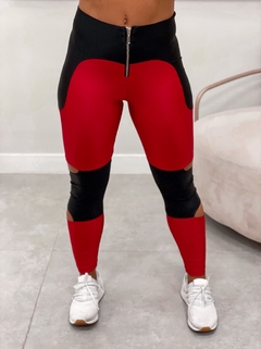 LEGGING BIKERS ABERTURA LATERAL - VERMELHO E PRETO - comprar online