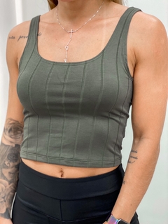 CROPPED CANELADO - VERDE MILITAR