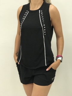 REGATA PRETA - DETALHE BRANCO - Incorpore Fit - Moda Fitness