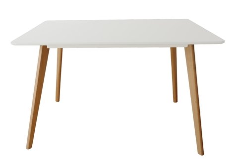 Mesa patas de madera tapa blanca