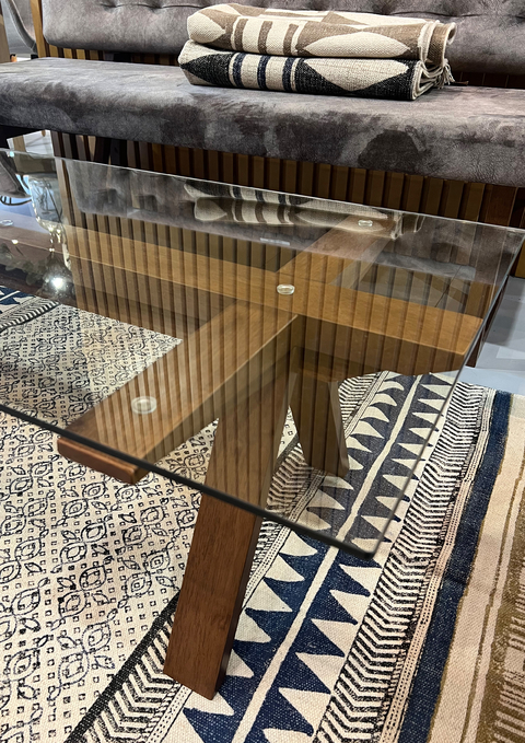 Mesa ratona vidrio y madera