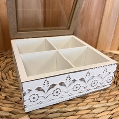 Caja de té madera flor de liz - comprar online