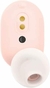 Fone de ouvido Airdots Bluetooth com design em rosa e detalhes brancos, destacando o nível da bateria.