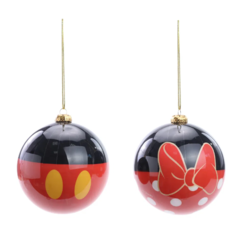 ENFEITE C/ 02 BOLAS DE NATAL MICKEY DISNEY 10CM