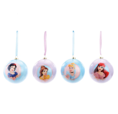 ENFEITE C/ 04 BOLAS DE NATAL PRINCESAS DISNEY 8CM