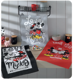 KIT 03 PANOS DE COPA MICKEY E MINNIE TRUE LOVE