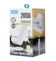 Kit Carregador Inteligente Kimaster 2 Portas USB com Cabo Micro USB de 1 Metro KT626 - loja online