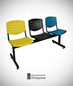 Tandem 3 sillas PVC colores