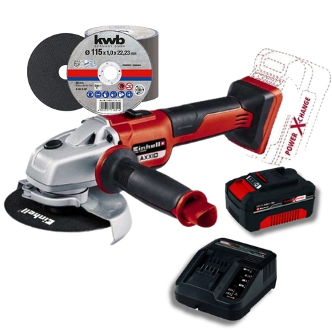 Amoladora Einhell Axxio Brushless + Bateria 4 Ah + Carg