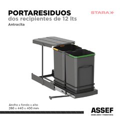 Portaresiduos 2 Recipientes de 12Lts | Linea Premium - comprar online