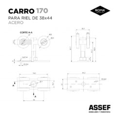 Carro de Acero 170 (para Riel 38x44) - comprar online