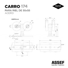 Carro de Acero 174 (para Riel 55x55) - comprar online