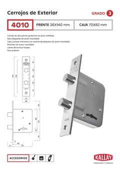 CERROJO DE SEGURIDAD DOBLE PERNO KALLAY 4010